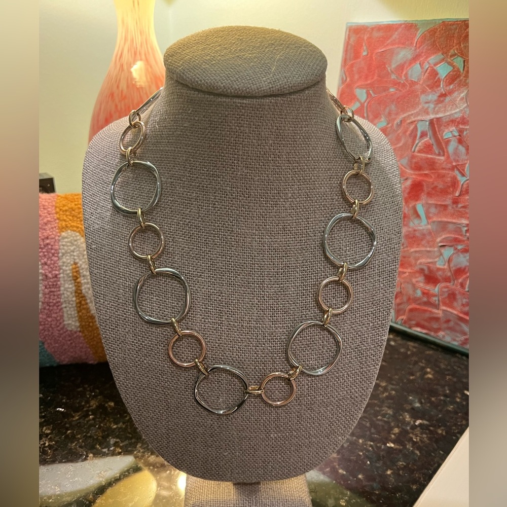 Alfani Gold and Silver Tone Hoop Necklace